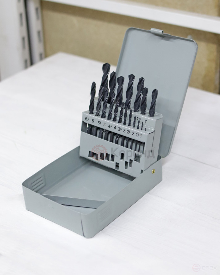 Набор сверл по металлу 1,0-10,0 мм (19 шт.) в металл. кейсе