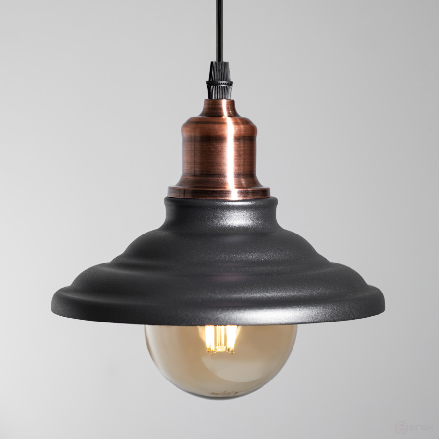 ERA PL4 BK/RC Pendant Lamp for E27 lampshade height 80mm Suspension 800mm Black/copper