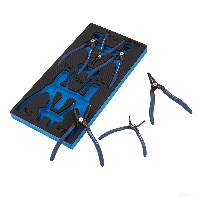 Set of locking ring pullers NORGAU Industrial NS80-6, 6 items