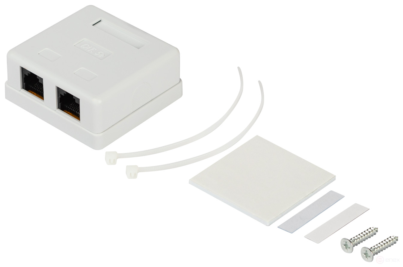 Розетка компьютерная RJ-45 ЭРА RJ02UN категория 5е неэкранированная 2-порта упаковка 30 шт