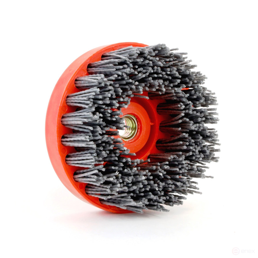 Nylon cup brush D110*M14 P60 pile polymer abrasive on wood for UPM USM (6-003)