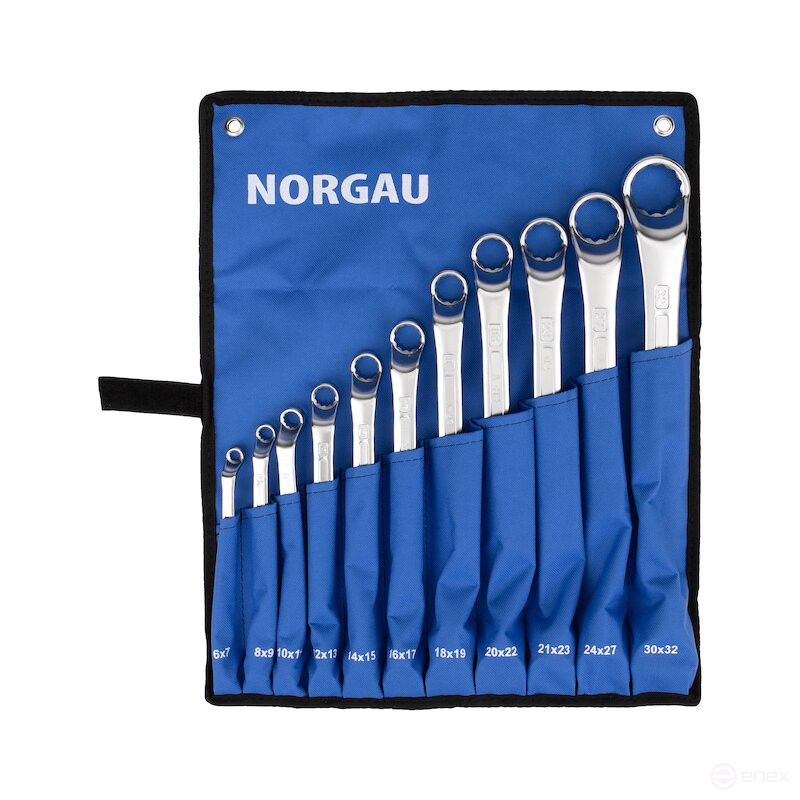 Набор двусторонних накидных гаечных ключей NORGAU Industrial 11 предметов, NRS2-011
