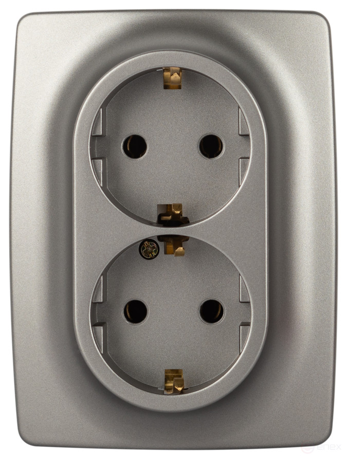 Розетка ЭРА Серия 12 12-2106-16 двойная 2X2P+E Schuko 16А-250В титан