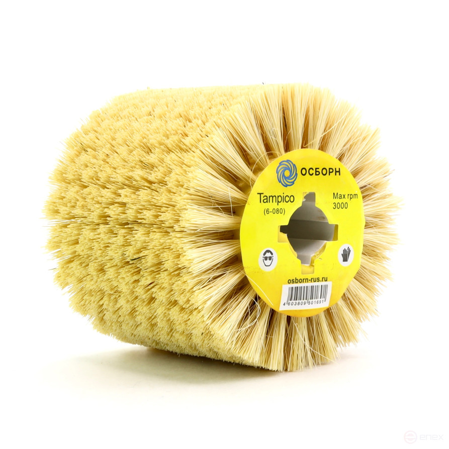 Щетка валик Д100*100*19, ворс фибра Тампико по дереву для щеточных шлиф машин с валом Д19+4 (6-080)