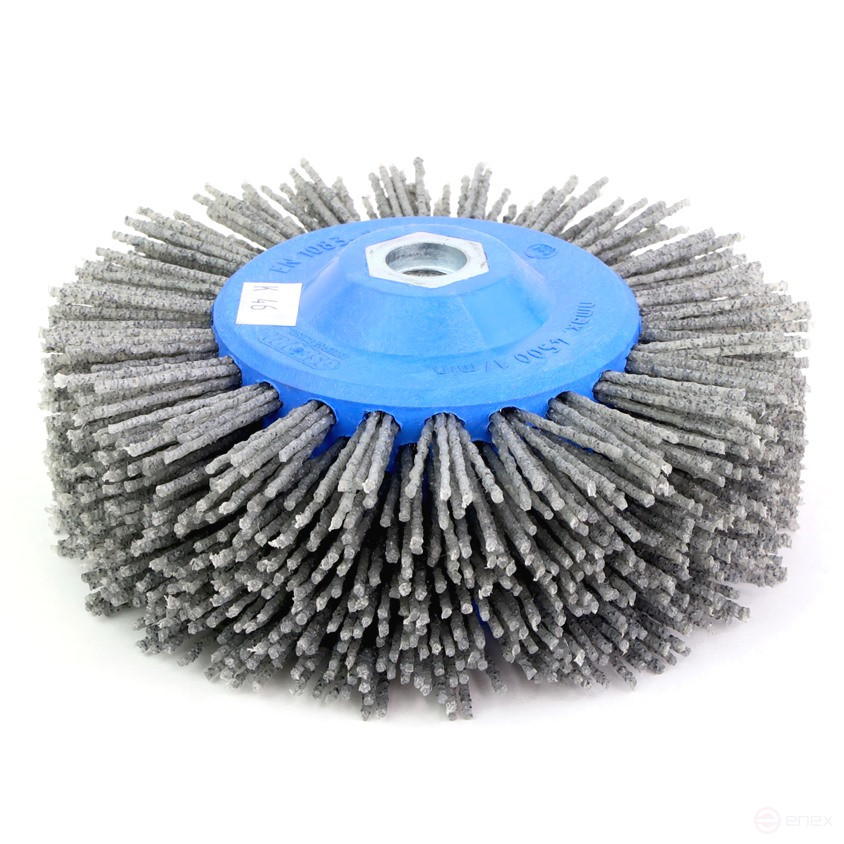 Disc brush D140*55*M14, pile polymer abrasive P46 on wood for UPM USM (Bulgarian) (1-052)