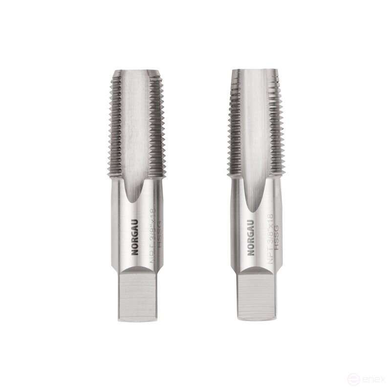 Комплект ручных метчиков NORGAU Industrial NPT3/8x18, HSS, 2 предмета