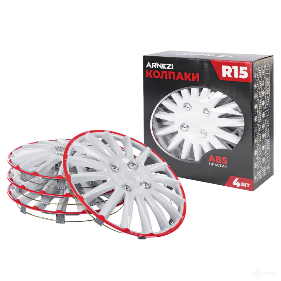 Колпаки R15 Orion 4шт (бело-красные) ABS-пластик ARNEZI A0702079