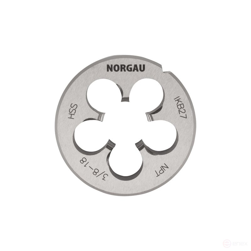 Плашка круглая NORGAU Industrial по металлу HSS NPT 3/8x18, Form B