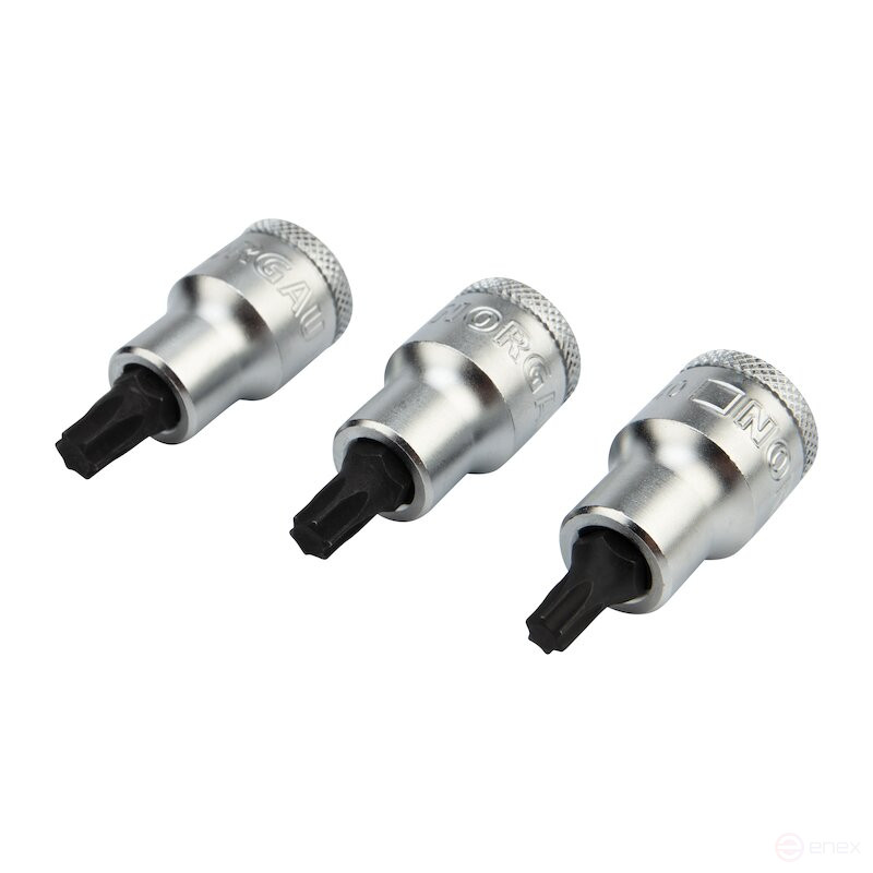 Set of end heads with inserts NORGAU Industrial TORX 1/2”, 9 pieces, NI199-T2060 in a metal box