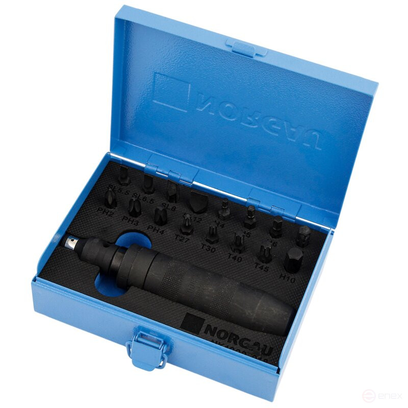 Отвертка ударная с набором бит NORGAU Industrial в ящике 18 предметов, NK1900-18