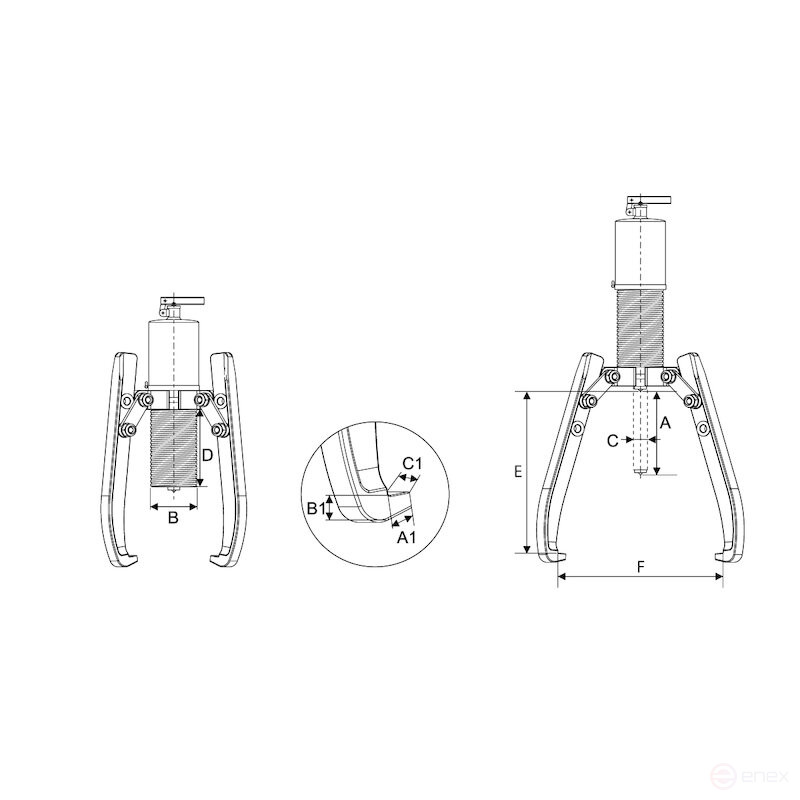 Set of hydraulic pullers NORGAU Industrial with integrated pump NHPP-10SET, 10T, 10 items