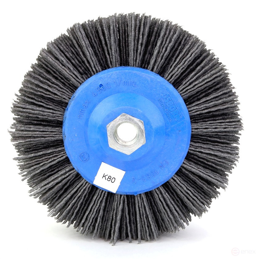 Щетка дисковая Д140*55*M14, ворс полимер-абразив P80 по дереву для УПМ УШМ (болгарка) (1-105)