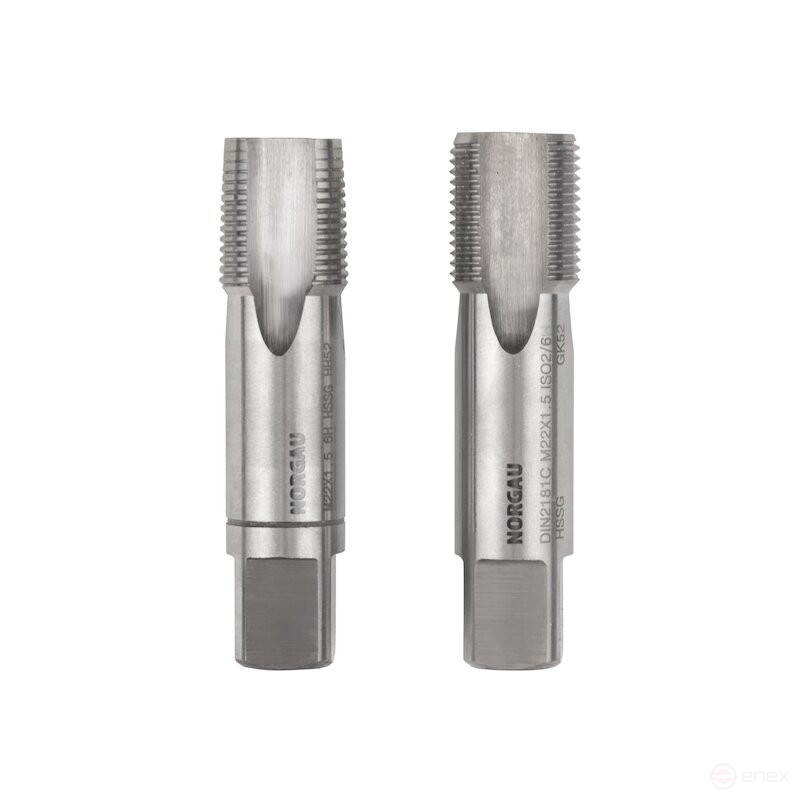 Комплект ручных метчиков NORGAU Industrial MF22x1.5, HSS, 2 предмета