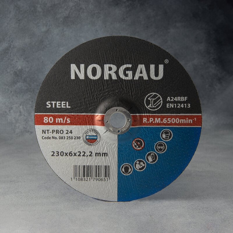 Круг шлифовальный NORGAU Industrial по стали NT-PRO 24, 230х6х22.23 мм