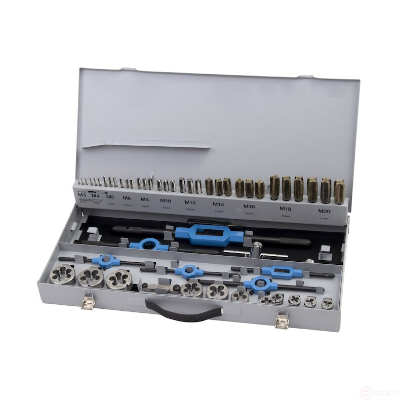 Set of taps and dies NORGAU Industrial M3-M20, HSS-E, 56 items