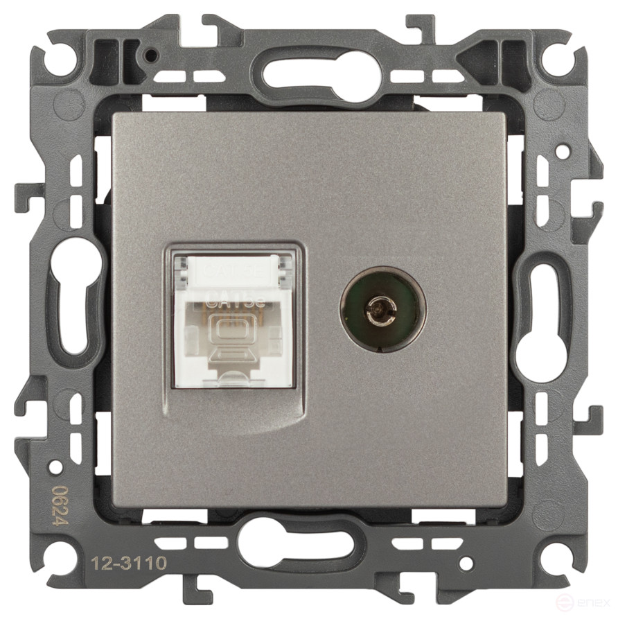Розетка ЭРА Серия 12 12-3110-16 комбинированная RJ45+TV, титан