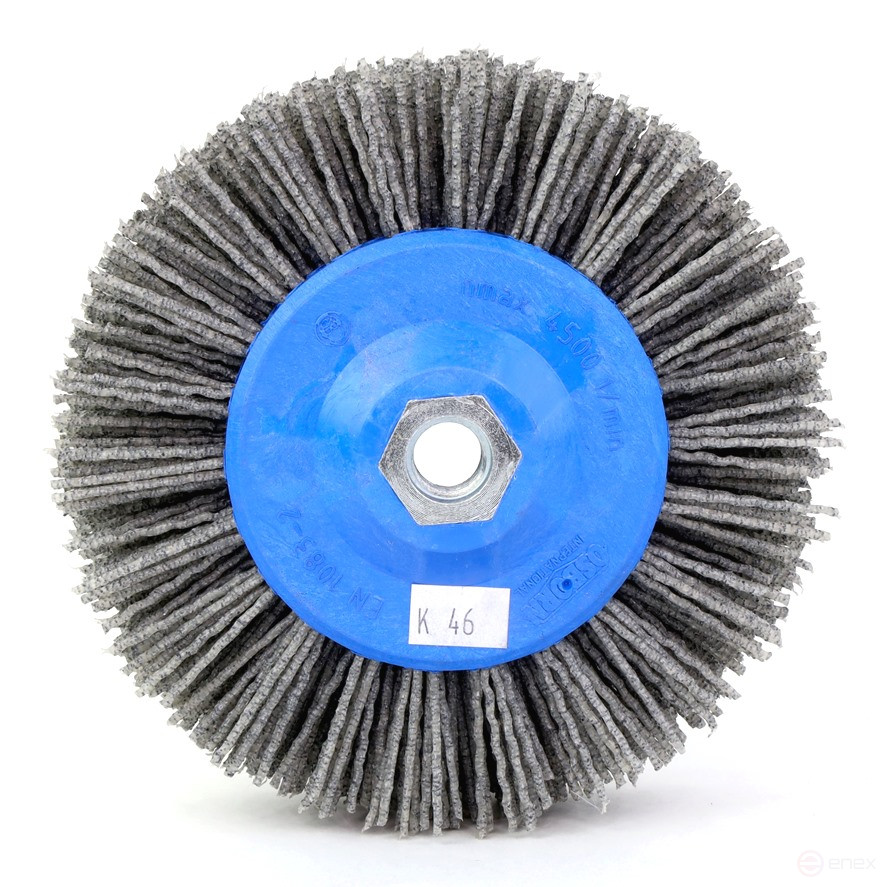 Disc brush D140*55*M14, pile polymer abrasive P46 on wood for UPM USM (Bulgarian) (1-052)