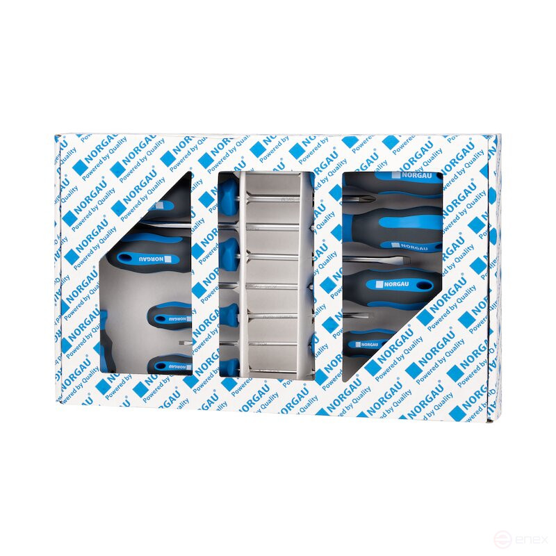 Set of screwdrivers NORGAU Industrial with two-component handles and magnetic stinger 10 pcs