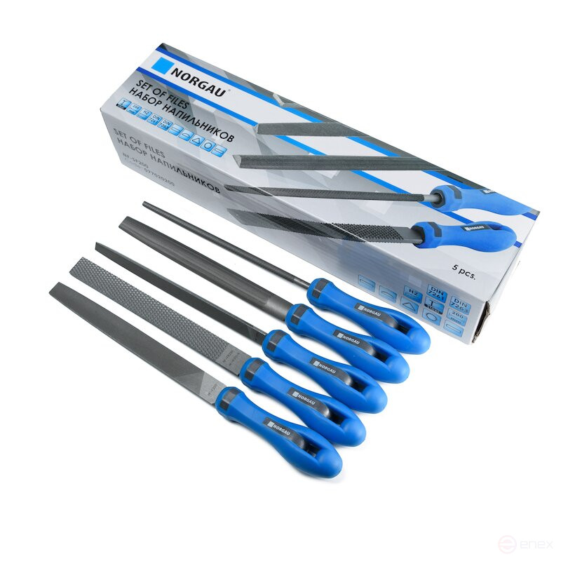 Набор напильников NORGAU Industrial 200 мм, 5 предметов