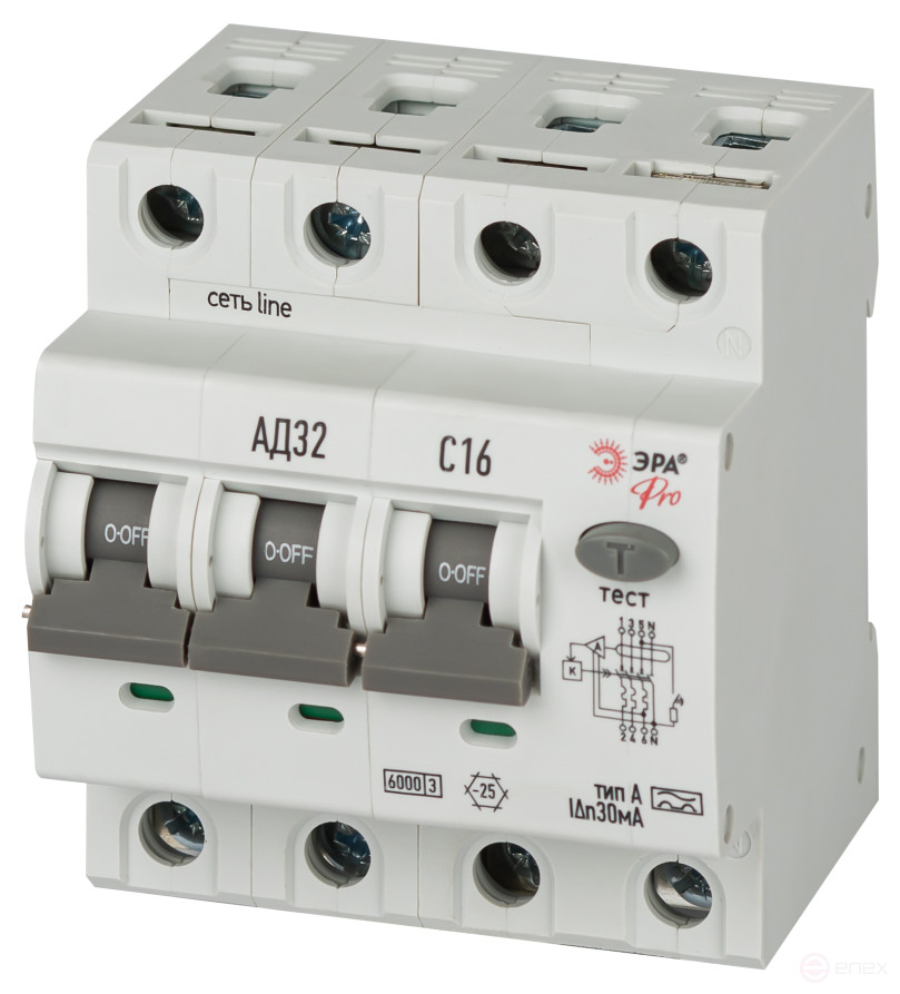 Automatic differential current switch 6kA ERA PRO D326E4C16A30 AD-32 electronic 3P+N C16 30mA type A