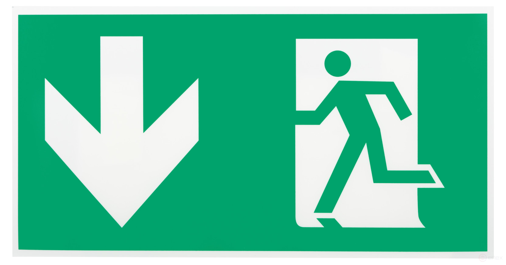 Пиктограмма ЭРА INFO-SSA-118 бэклит 259x128мм Человек-стрелка-вниз зеленая SSA-103