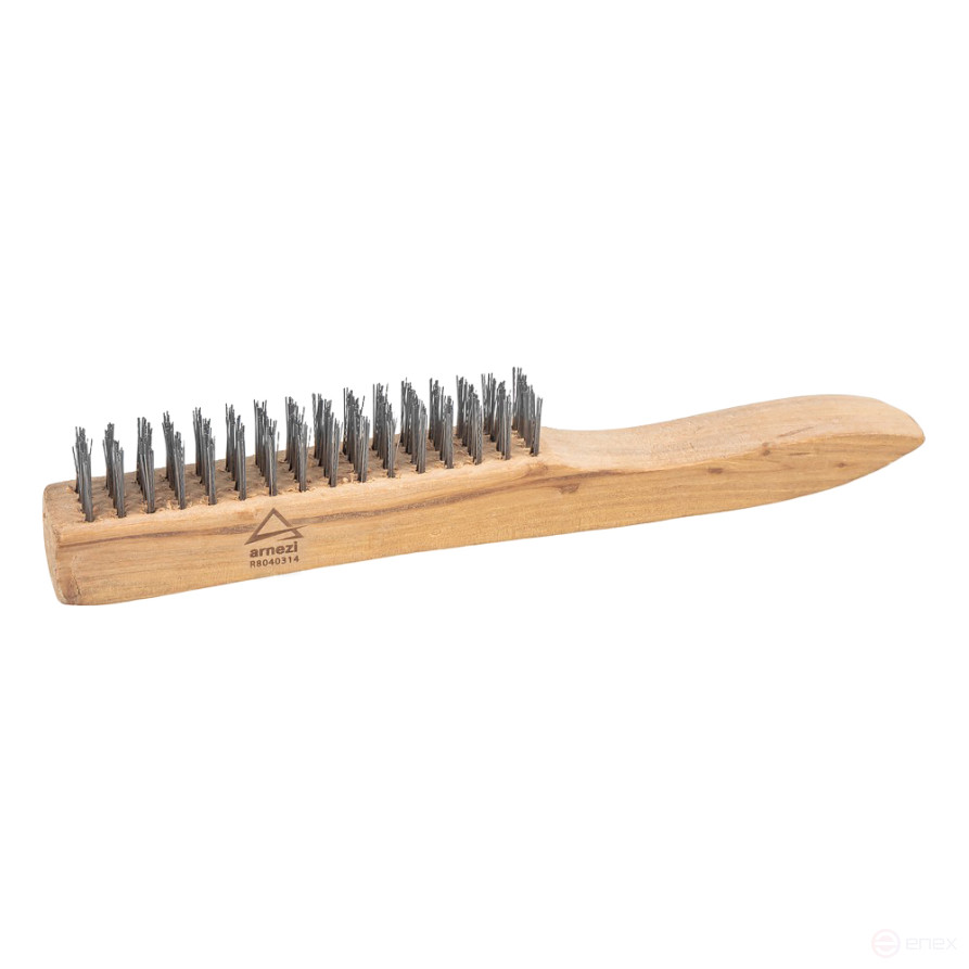 Metal 4-row stripping brush, with wooden handle, wire d=0.3mm ARNEZI R8040314