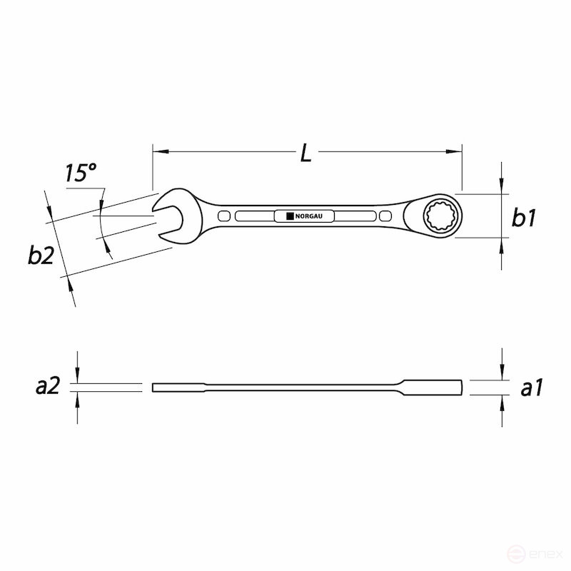 Combination wrench NORGAU Industrial with ratchet 32 mm, N7R-32