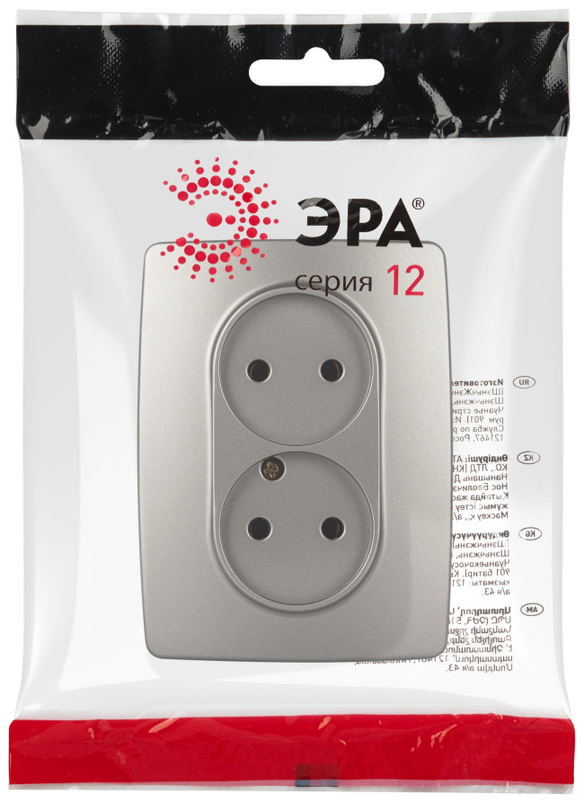 Розетка ЭРА Серия 12 12-2107-16 двойная 2X2P 16А-250В титан