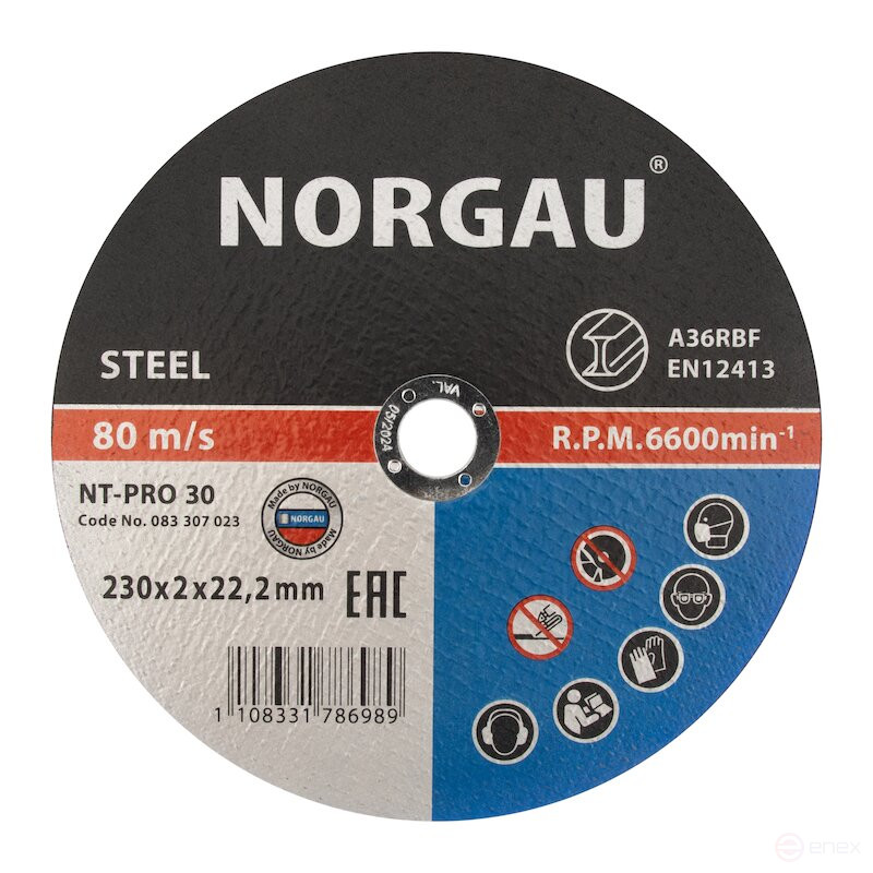 Круг отрезной по стали NORGAU Industrial NT-PRO 30, 230х2х22.2 мм