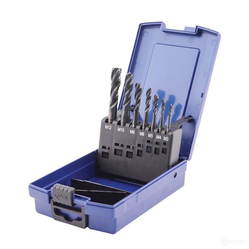 Набор метчиков машинных NORGAU Industrial M3-М12, форма С, HSS-E/VAP, 7 предметов