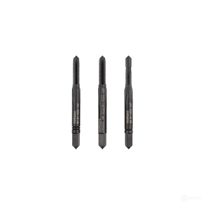 Комплект ручных метчиков NORGAU Industrial М4, HSS-E/VAP, 3 предмета