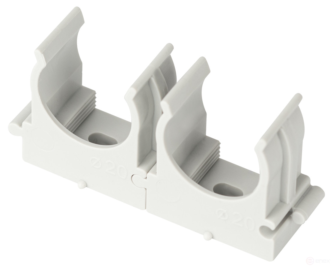 Крепеж-клипса ЭРА CLIP-20-G-MP для трубы прямой монтаж серая d20мм 100шт