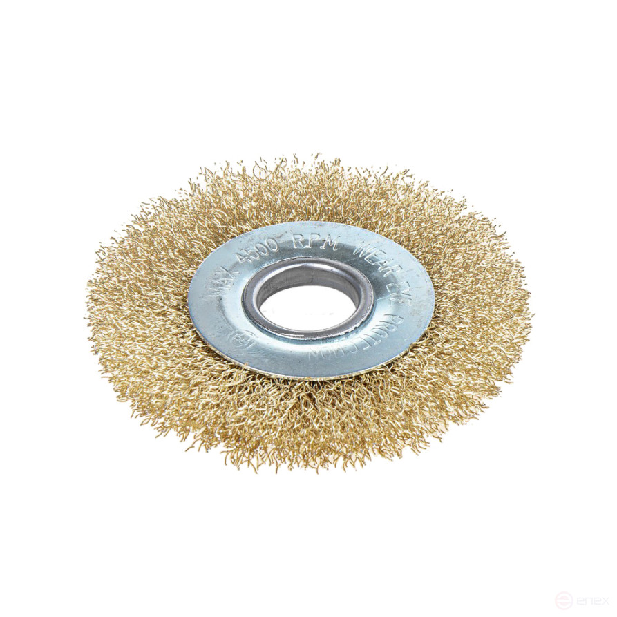 Щетка для УШМ плоская 100 мм, посадка 22.2 мм, латунированная проволока d=0.3мм, 4500 об/мин ARNEZI R8042100