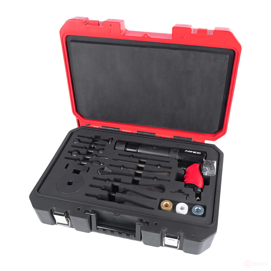 Pneumatic hammer with a set of chisels and nozzles 21pr. Arnezi R7506162
