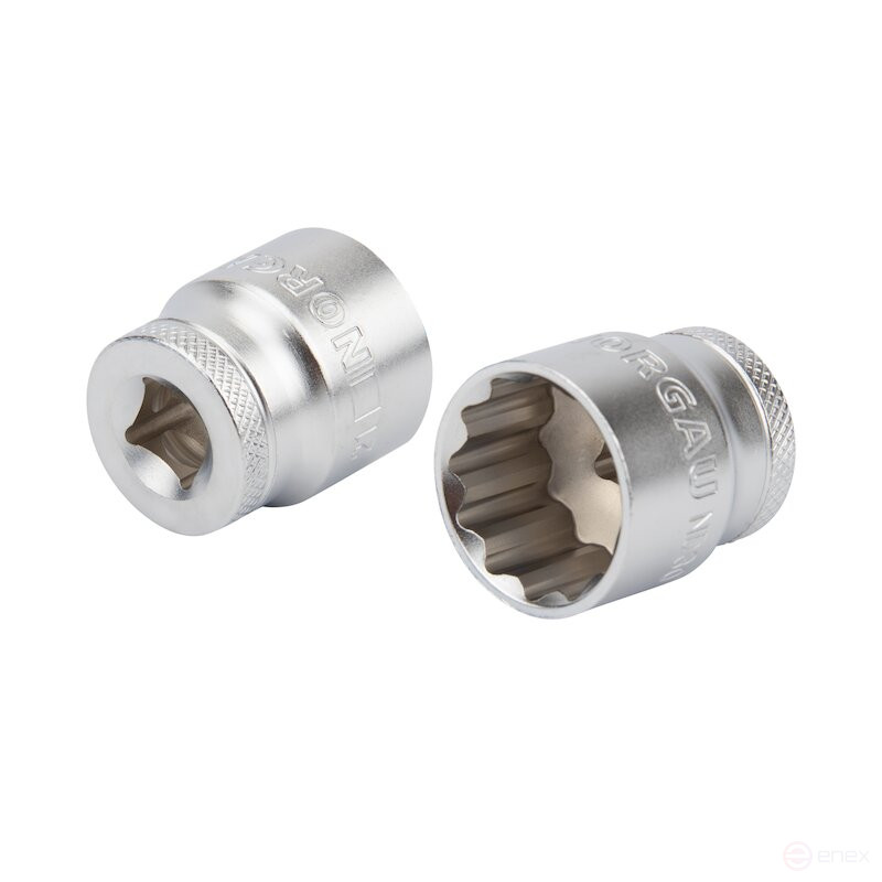 Set of hexagon socket heads NORGAU Industrial with accessories 1/2", 19 pieces, N1919-S1032 in a metal box