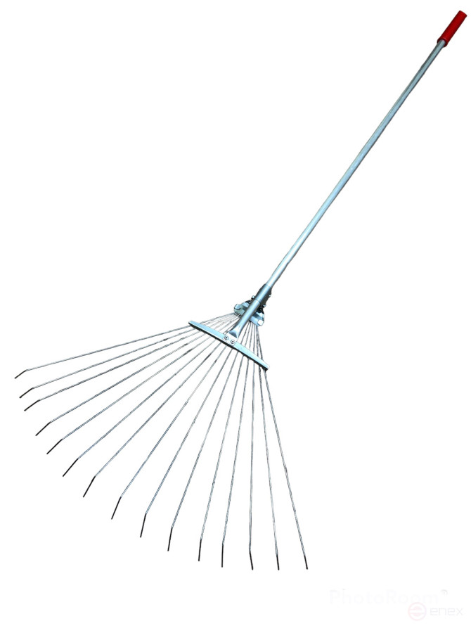 Galvanized 15-tooth fan wire rake on Aluminum handle with lock No. 2 (500mm)
