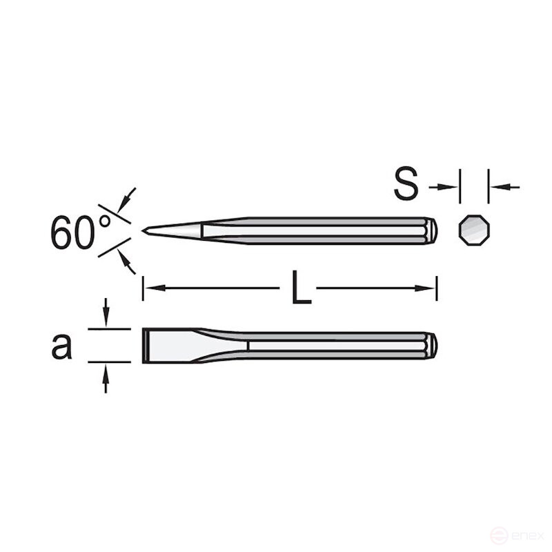 Chisel flat NORGAU Industrial octagonal handle 16x150 mm, N97-16X150