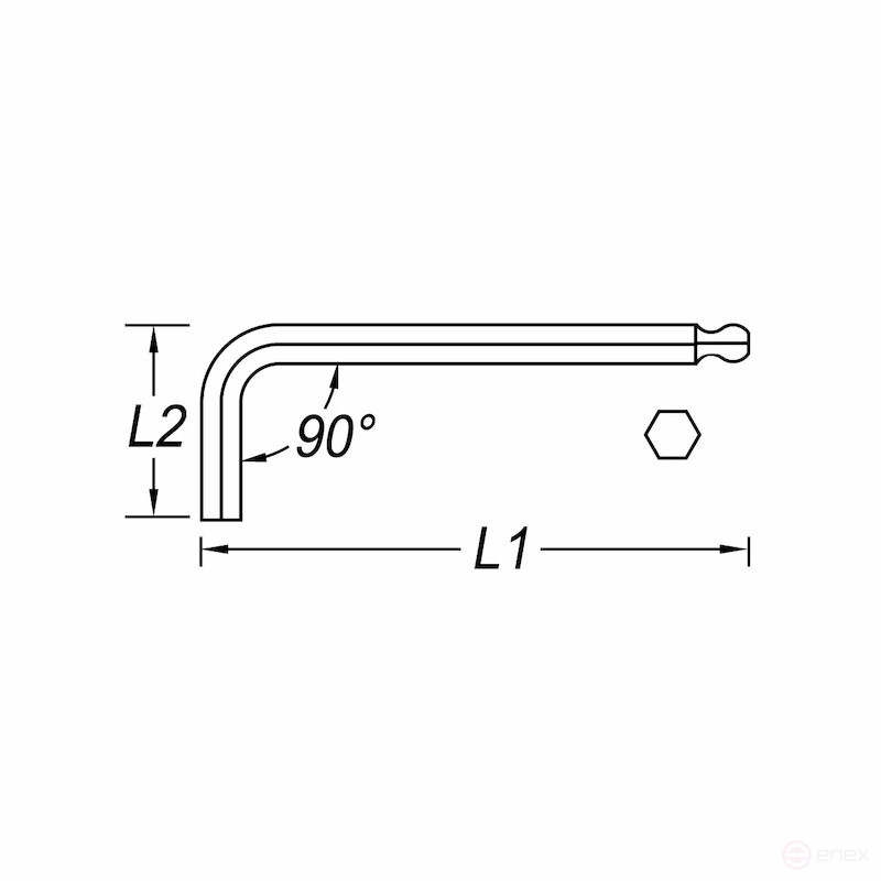 Long hex key with round head NORGAU Industrial 6 mm, N42EL-6