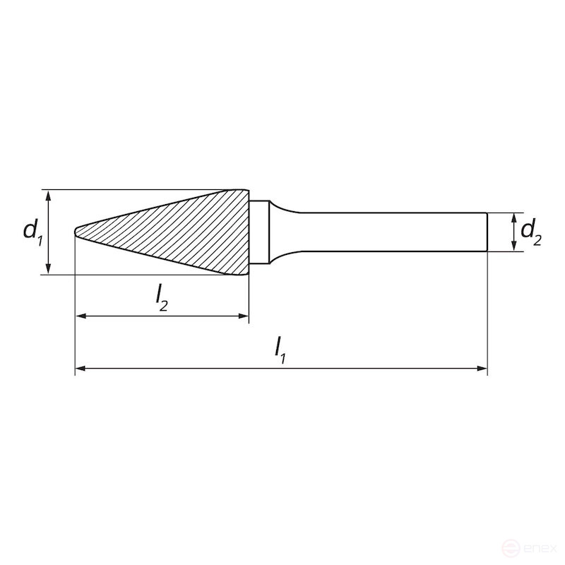 Борфреза твердосплавная NORGAU Industrial коническая 12 мм, 25°, форма M, DCM