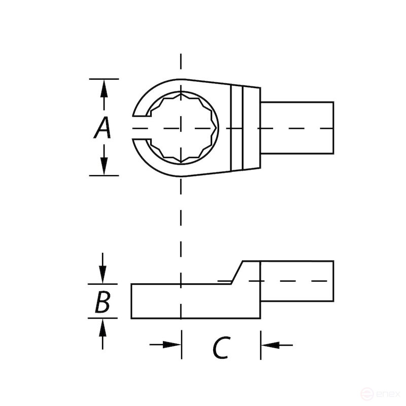 Насадка накидная разрезная NORGAU Industrial для динамометрического ключа 18, прямоугольный привод 9х12