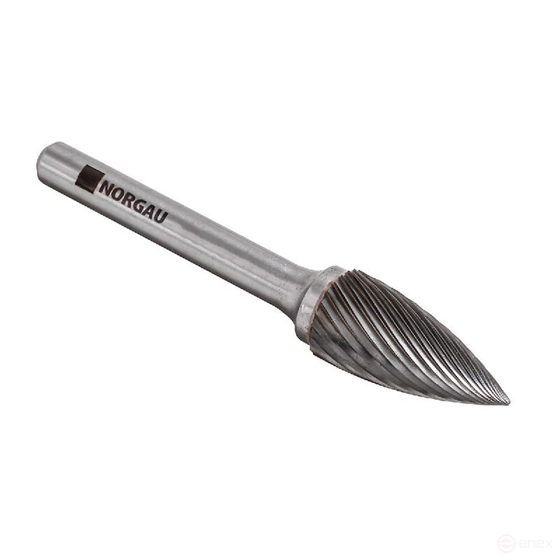 Борфреза твердосплавная NORGAU Industrial параболическая 8 мм, форма G, ALU