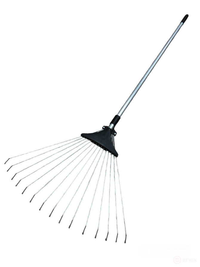 GREEN GARDEN 15-tooth sliding fan rake with Aluminum handle d22 1200mm on a plastic base, bar thickness 3mm