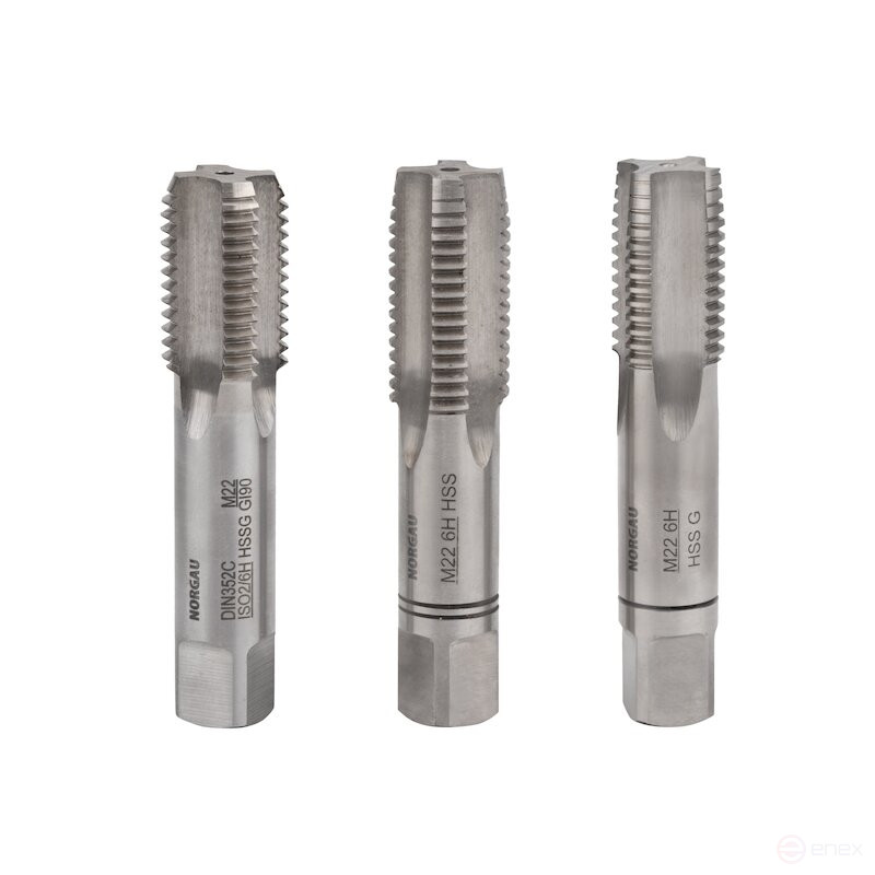 Set of hand taps NORGAU Industrial M22, HSS, 3 pieces