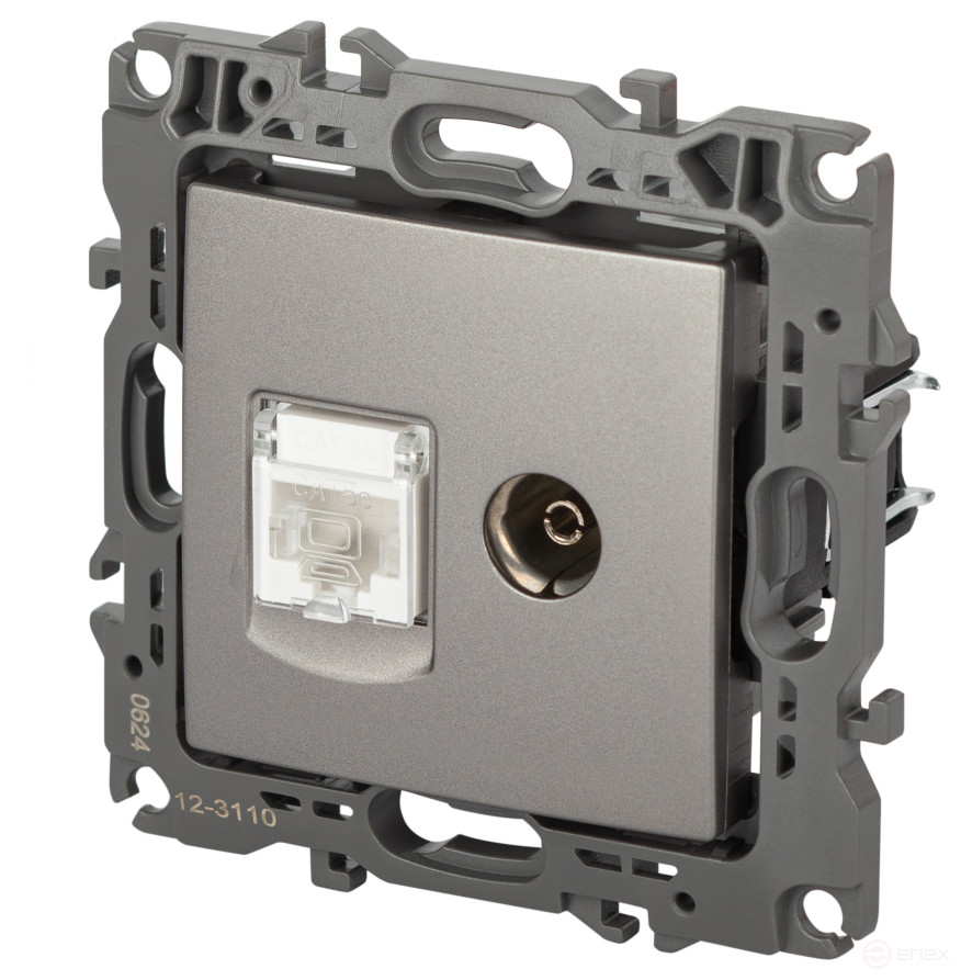 Розетка ЭРА Серия 12 12-3110-16 комбинированная RJ45+TV, титан
