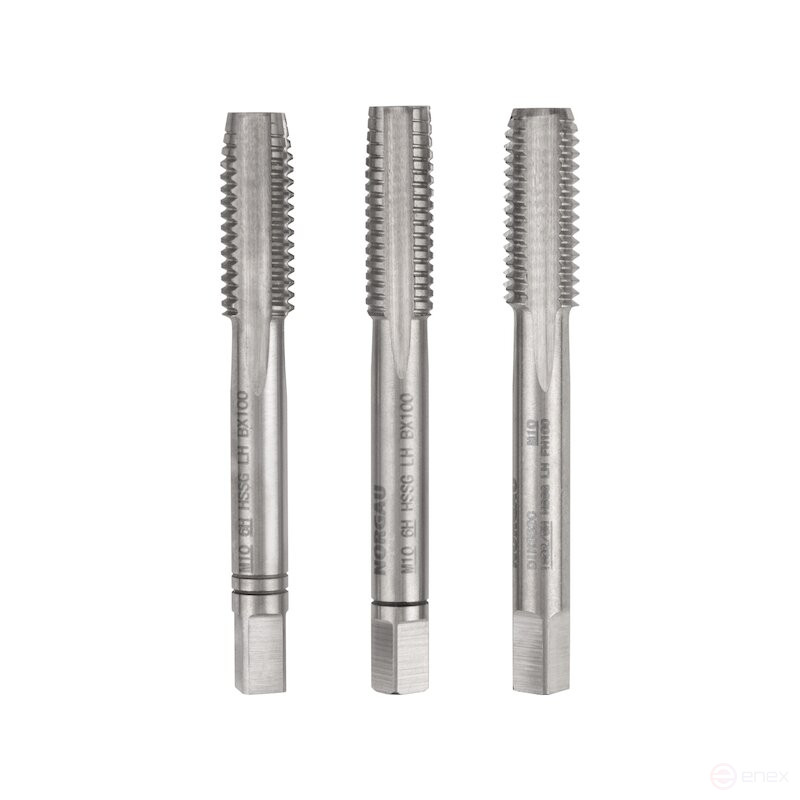 Комплект ручных метчиков NORGAU Industrial левого вращения M10, HSS, 3 предмета