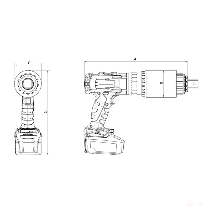 Гайковерт динамометрический аккумуляторный NORGAU Industrial с цифровым дисплеем 3/4", 350-1350 Нм, NBTW-14L