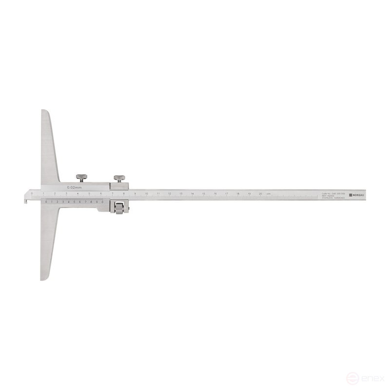 Штангенглубиномер NORGAU Industrial нониусный 0-200 мм, NDV-H