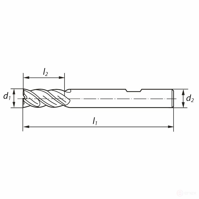 End mill NORGAU Industrial for metal 7.5 x 66 mm, Z4, HB, HSS-Co8