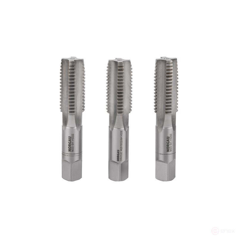 Set of hand taps NORGAU Industrial M20, HSS-E, 3 pieces