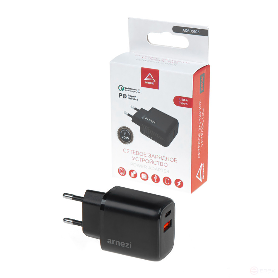 Power Charger 20W Usb-A + Type-C (PD3.0 + QC3.0) ARNEZI A0605103